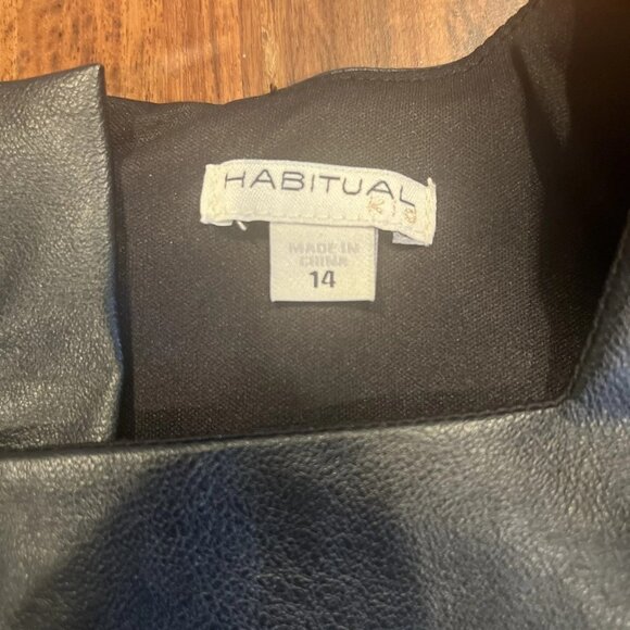 Habitual Kids Girls Dress Black Faux Leather Puff Sleeve Size 14 - Picture 4 of 8